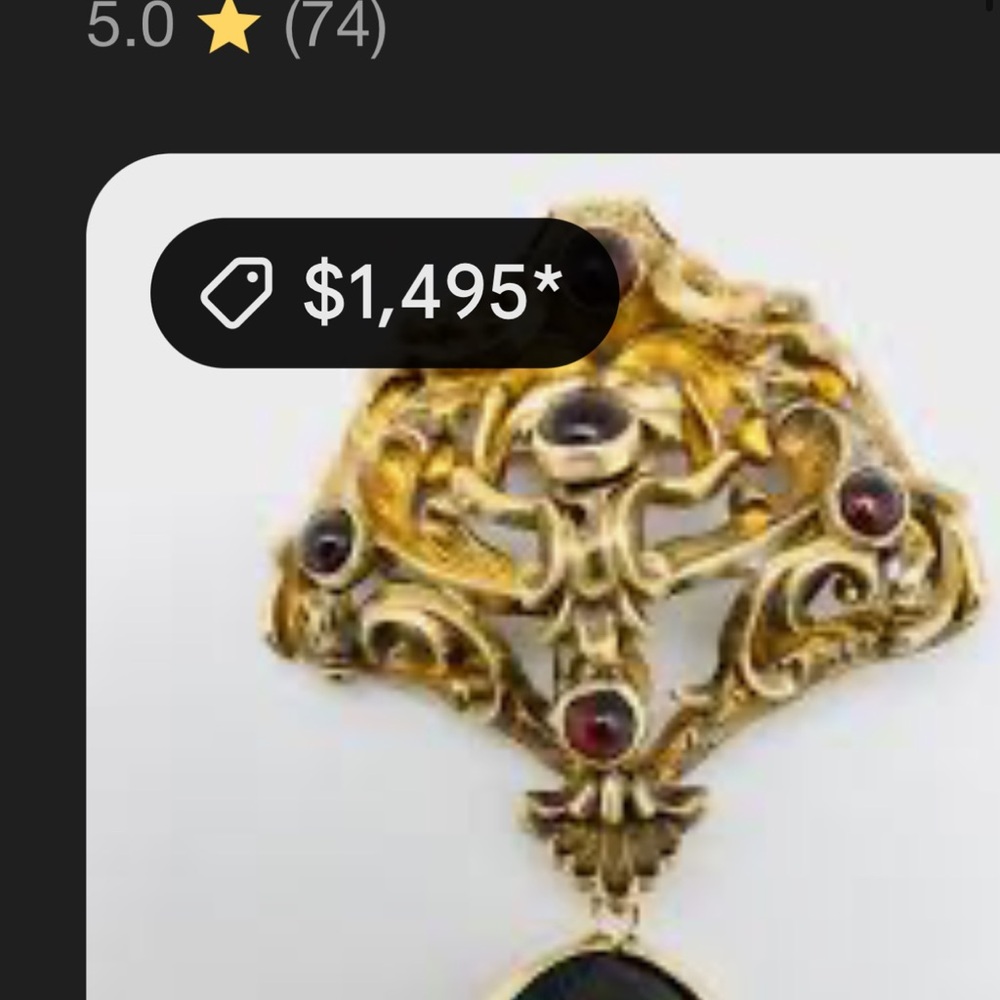 DKNY Gold and Black Brooch with Red Accents Hard To Find! - Picture 8 of 10